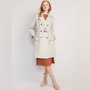 OLD NAVY Tan Water Resistant Tie Belt Trench Coat